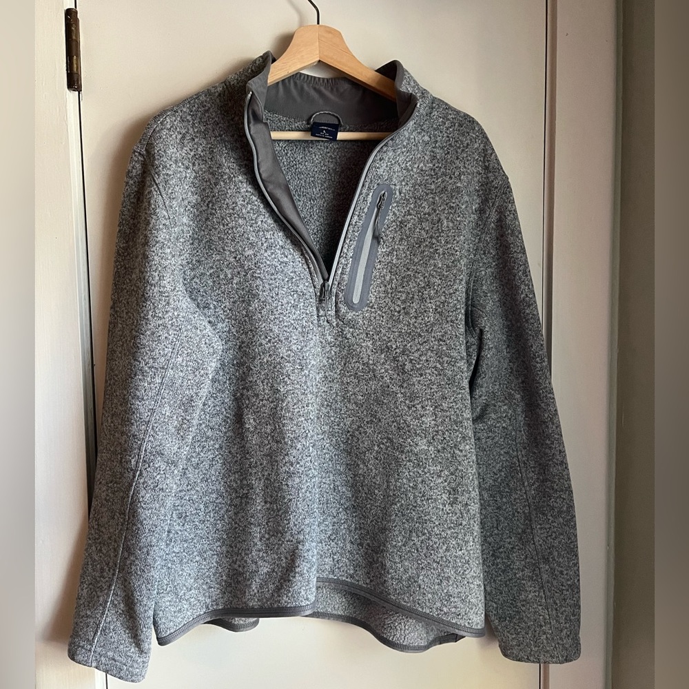 Lands End Quarter Zip Gray Pull over Size Men’s Large